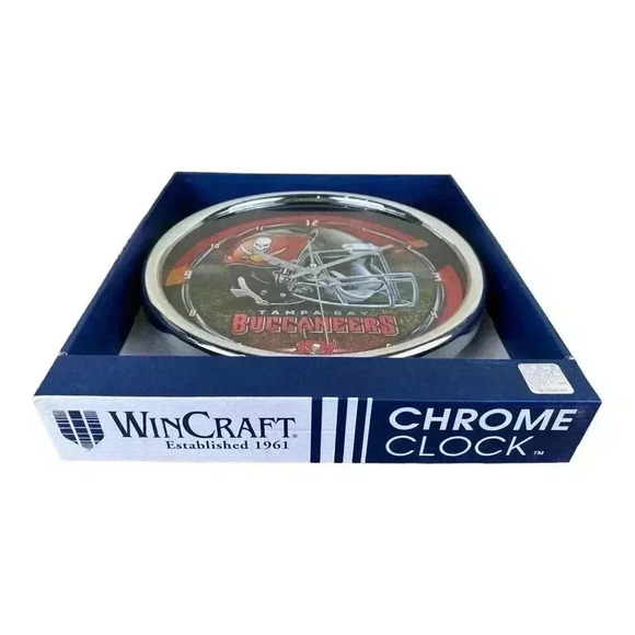 Tampa Bay Buccaneers Chrome Plated Retro Helmet Wall Clock - Picture 3 of 6